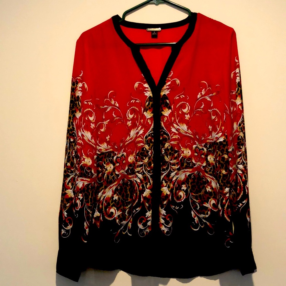 Dana Buchman sheer shirt.  Size 6. Long sleeve button front.